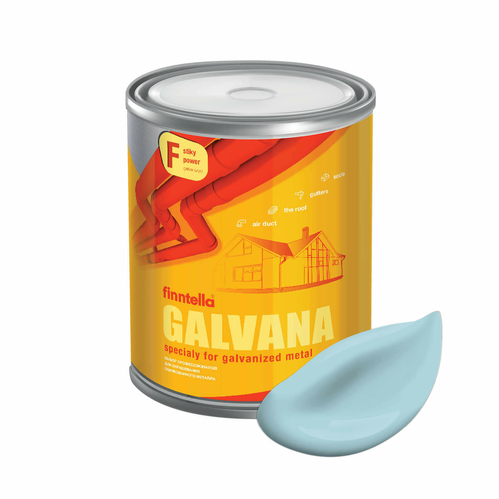 Краска GALVANA FINNTELLA Матовая, TAIVAALLINEN нежно-голубой, 0,9л