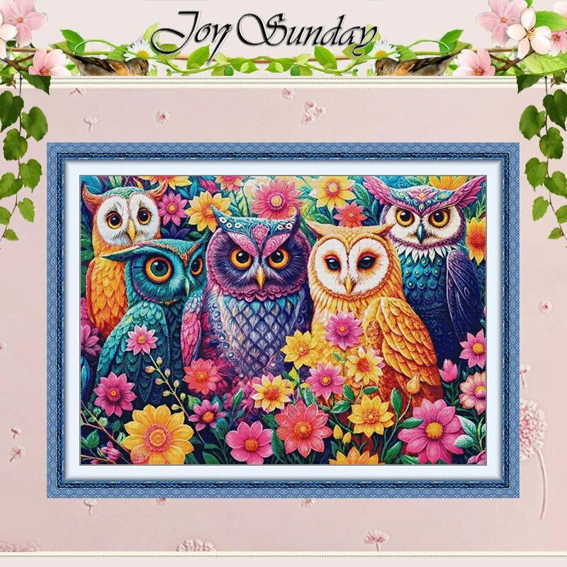 Набор для вышивания крестом Joy Sunday "Цветочная сова" DMC 11CT 14CT 16CT 14CT HD printed