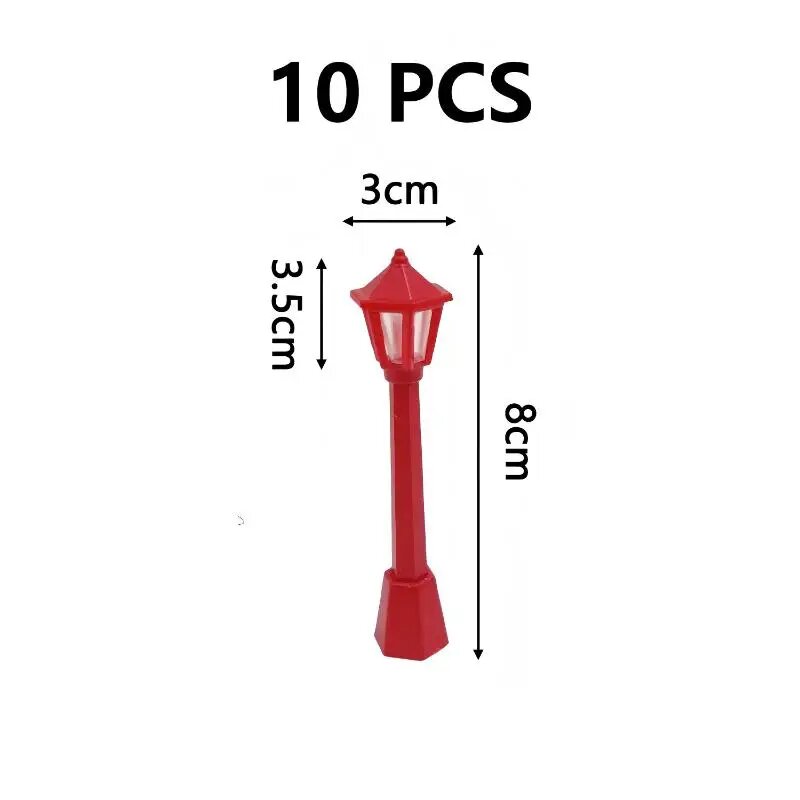 Миниатюрные фонарики красные, 10 шт, пластик, Color: A