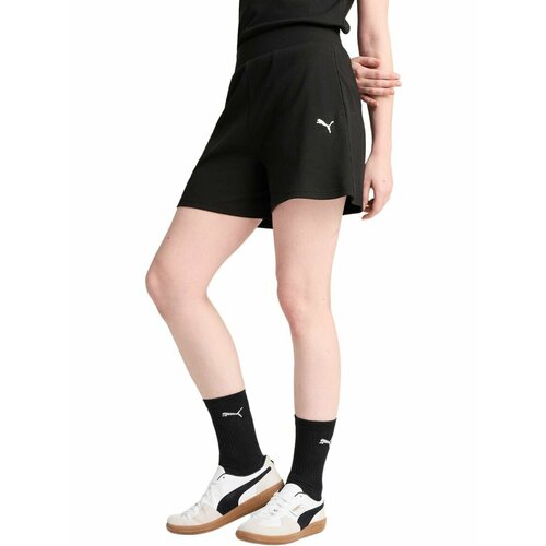 фото Шорты спортивные puma ess elevated high-rise rib shorts 5", размер s, черный