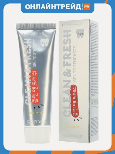 Изображение товара Гелевая зубная паста Consly Total White отбеливающая, с фтором, 105 г