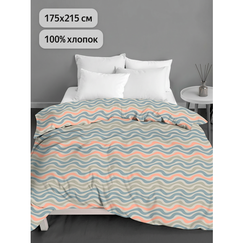 Пододеяльник Uniqcute 2-спальный 175х215 см, Поплин, Хлопок 100%, На волне