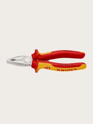 Изображение товара Плоскогубцы комбинированные Knipex KN-0306180SB, 180 мм, VDE, хром, двухкомпонентные рукоятки