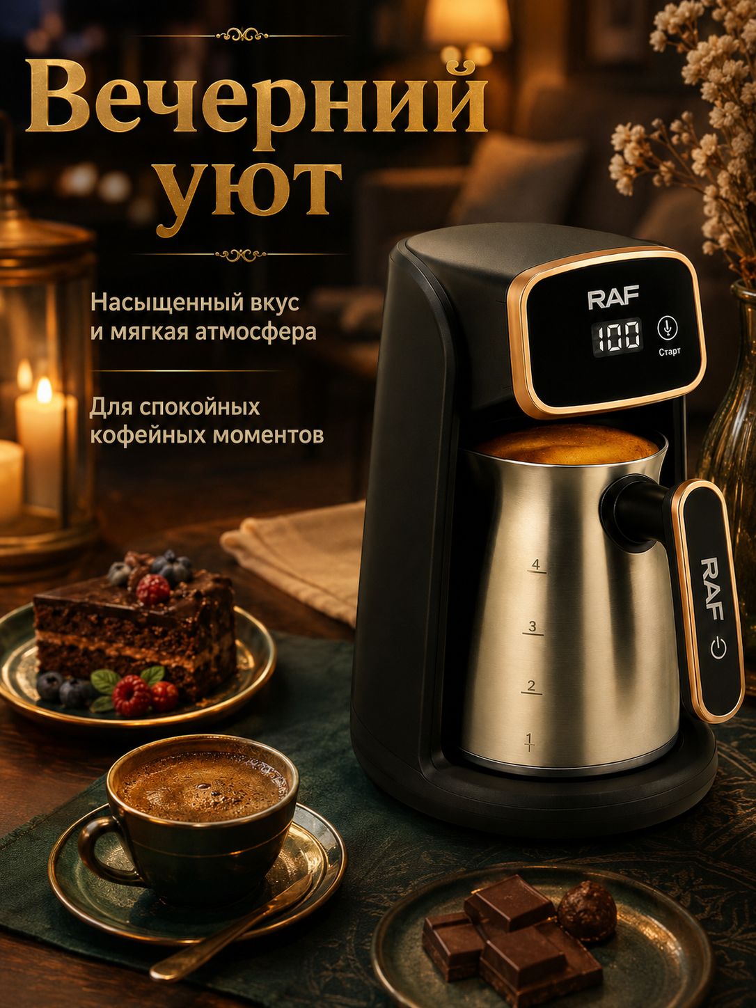 Турка электрическая электрическая турка для кофе, черный, серый металлик
