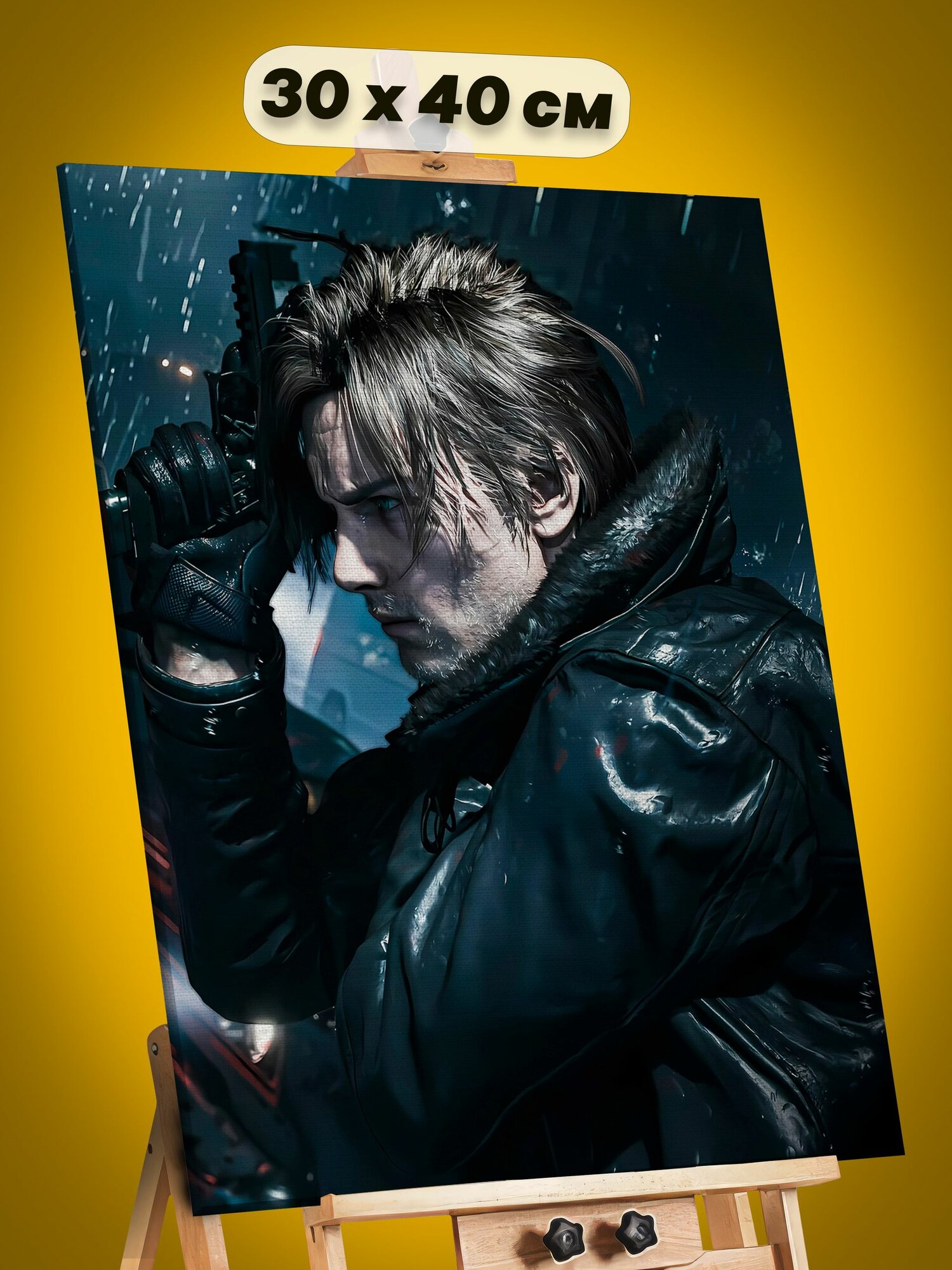 Картина на стену Resident Evil Игра Леон Кеннеди 30x40