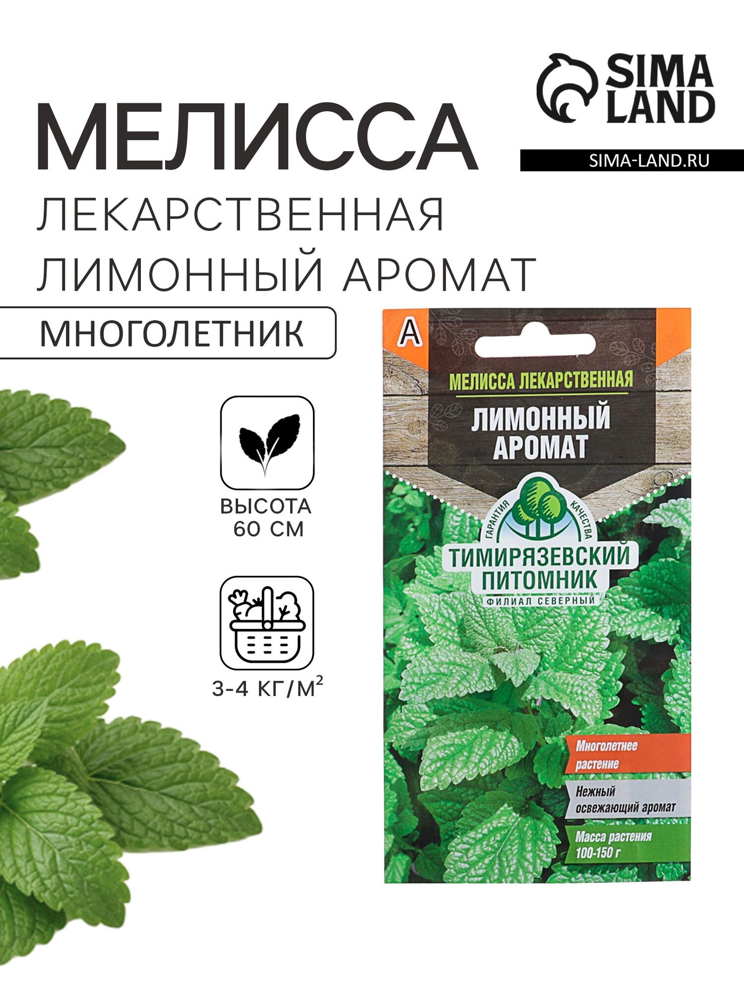 Семена Мелисса лекарственная Лимонный аромат. 4 упаковки