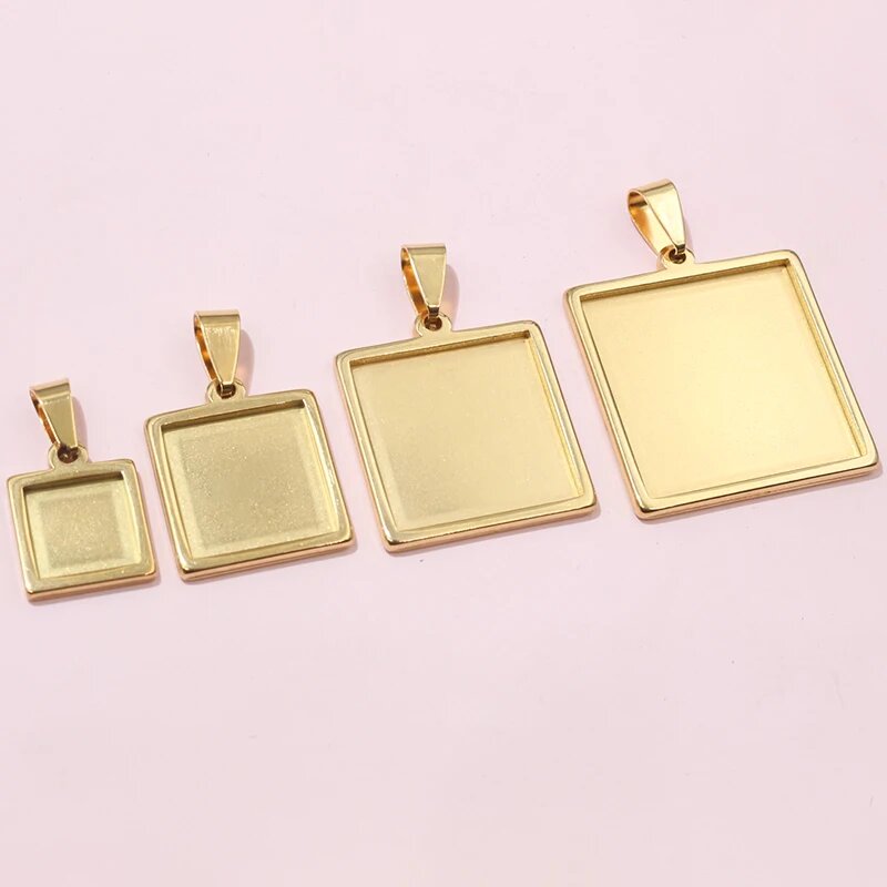 5 шт. Основания кулонов из нержавеющей стали 10/15/20/25 мм Cqhcyb 25 мм, gold color