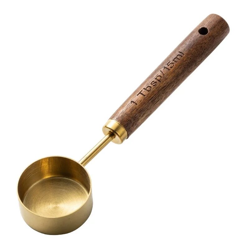 Мерная ложка из нержавеющей стали 15 мл с деревянной ручкой A Golden 1PCS
