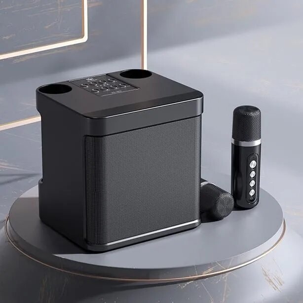 Bluetooth-колонка с микрофоном, беспроводная Bluetooth-колонка с двумя микрофонами, караоке-колонка, 3D стерео усилитель 203 SeaSpark