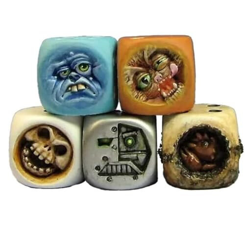Декоративная фигурка монстра из игральных костей для сада на Хэллоуин – фигурка ужаса из смолы, набор жутких статуэток для патио, миниатюрная ландшафтная композиция и жуткое украшение стола.