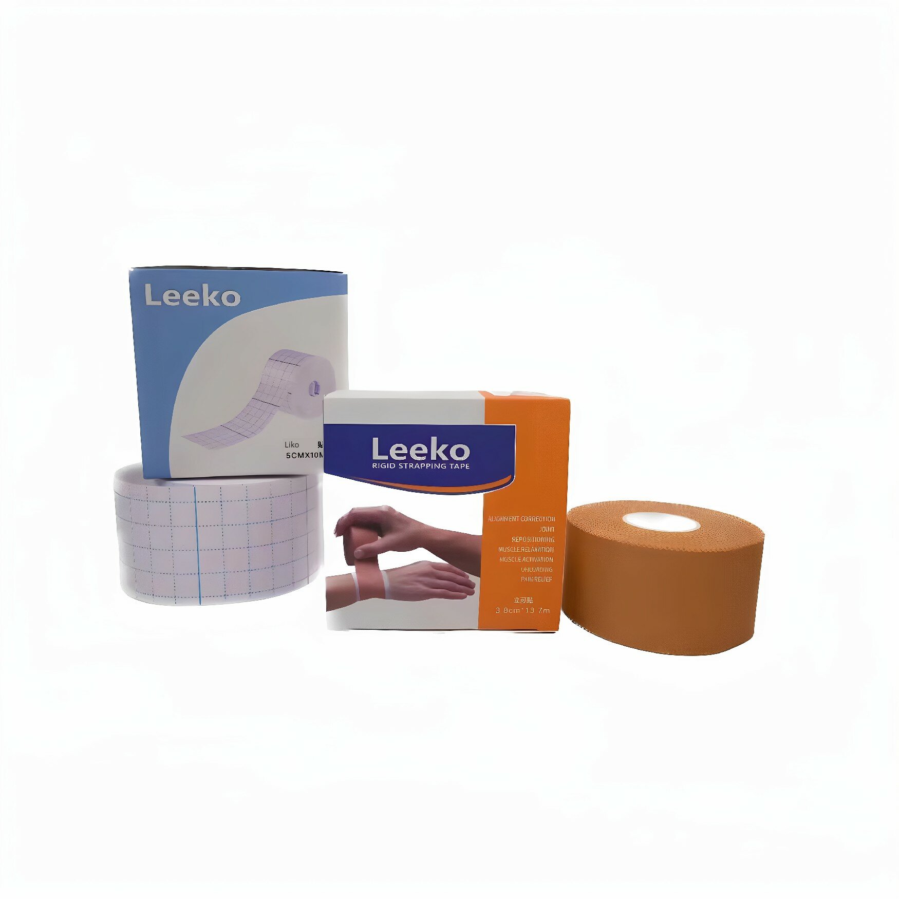Leeko спортивная лента 3,8 см x 13,7 м коричневая + белая подкладка 5 см x 10 м комплект