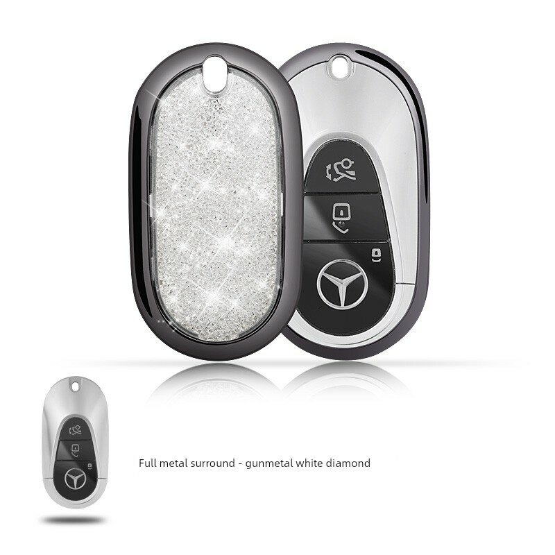 ONGO Кейс для ключа Gun Metal White Diamond для Mercedes C-Class GLC E300L C260 S-Class
