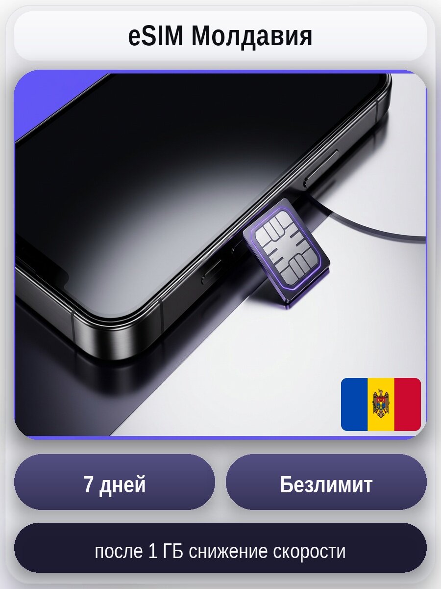 ESIM для мобильного интернета: безлимит на 7 дней | Молдова | Виртуальная СИМ-карта