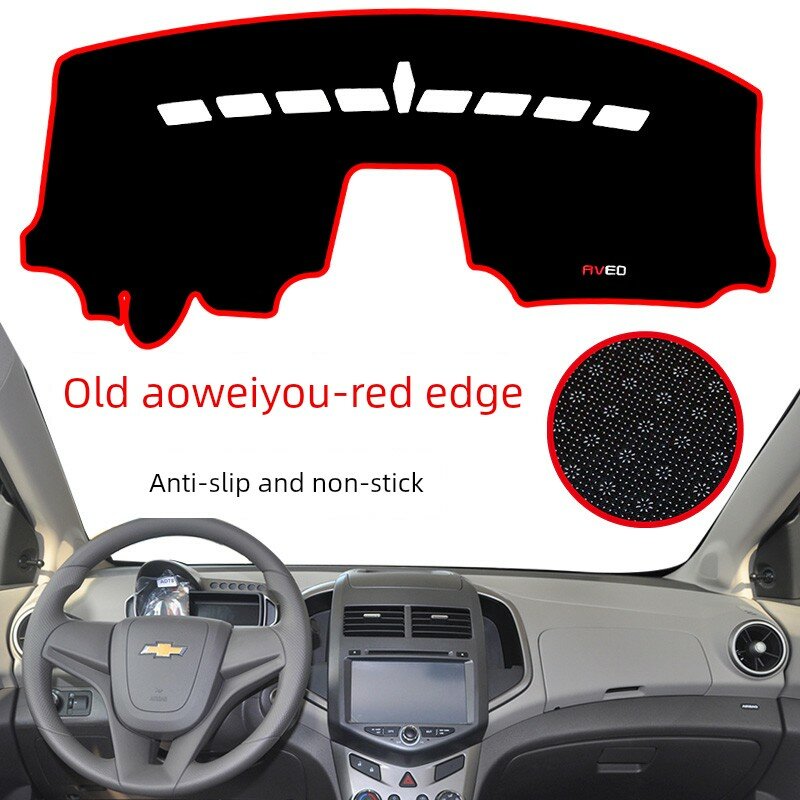 Солнцезащитный козырек для приборной панели Chevrolet Aveo 2011-2013, нескользящая основа, красная кромка