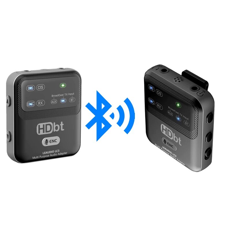 Bluetooth 6.0 LC3 LE аудио адаптер с поддержкой AURACAST: 1 передатчик и 1 приемник для бесперебойного воспроизведения