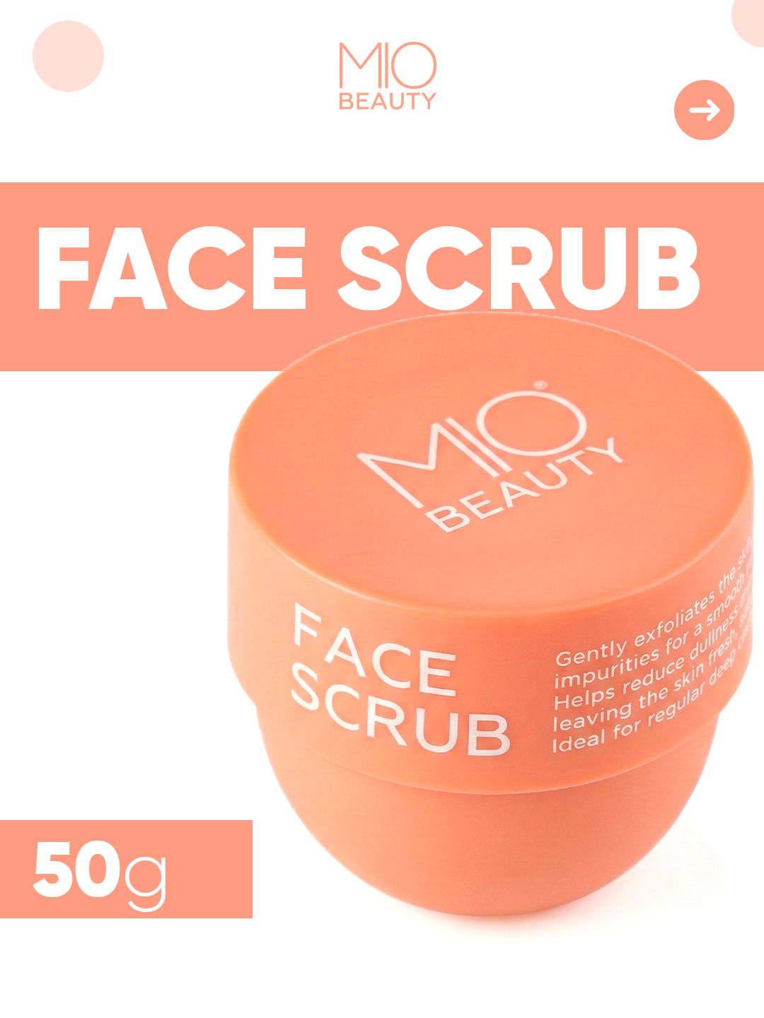 Скраб для лица Mio Beauty, крем, очищение и сужение пор, 50мл