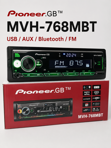 Изображение товара Автомагнитола Pioneer GB 1, 1DIN, с Bluetooth, с пультом, с подсветкой, чёрная