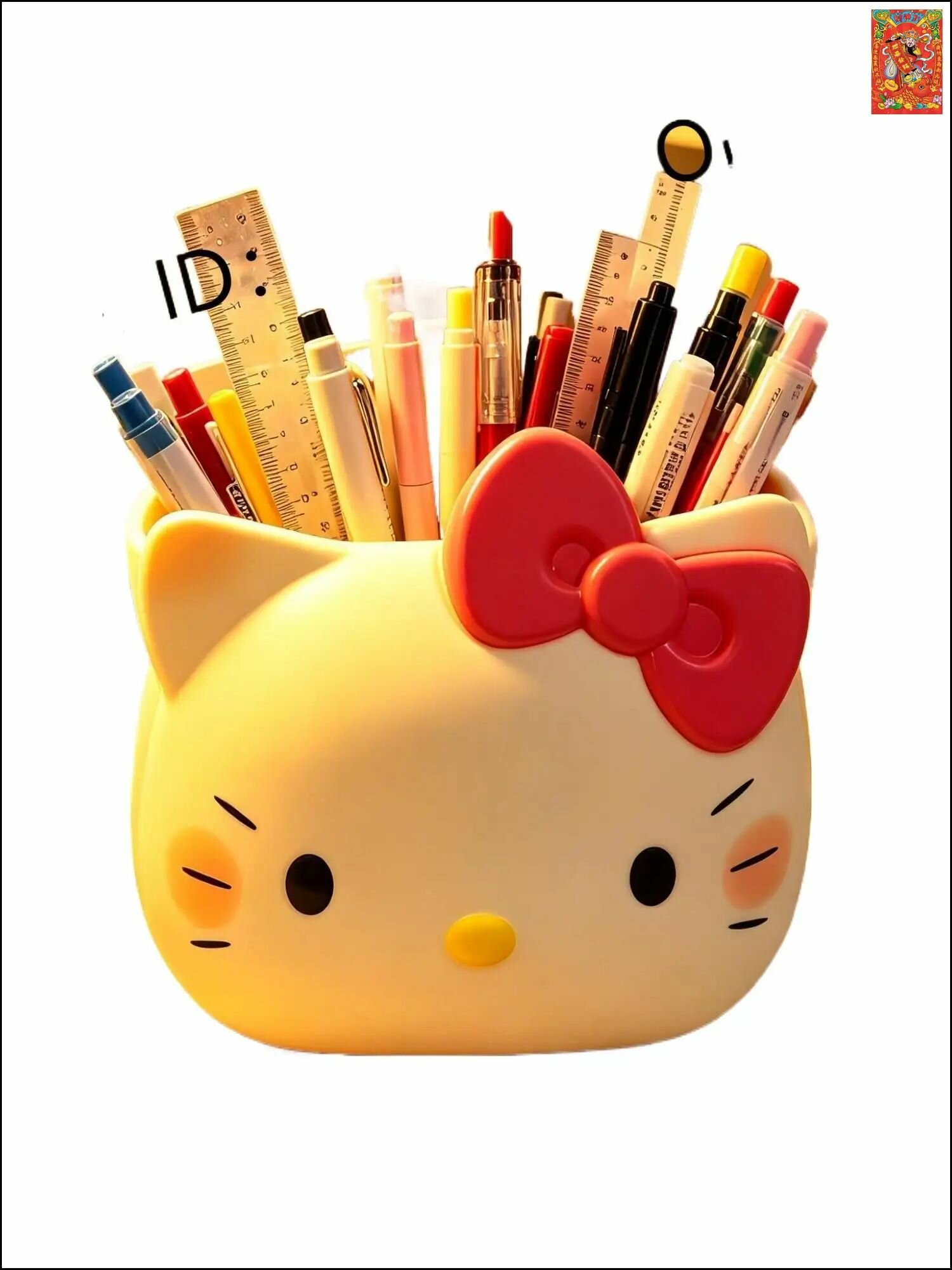 Органайзер Hello Kitty для ручек и карандашей, пластиковая подставка с отделением, белый цвет, 16.4x12.8x10.5 см