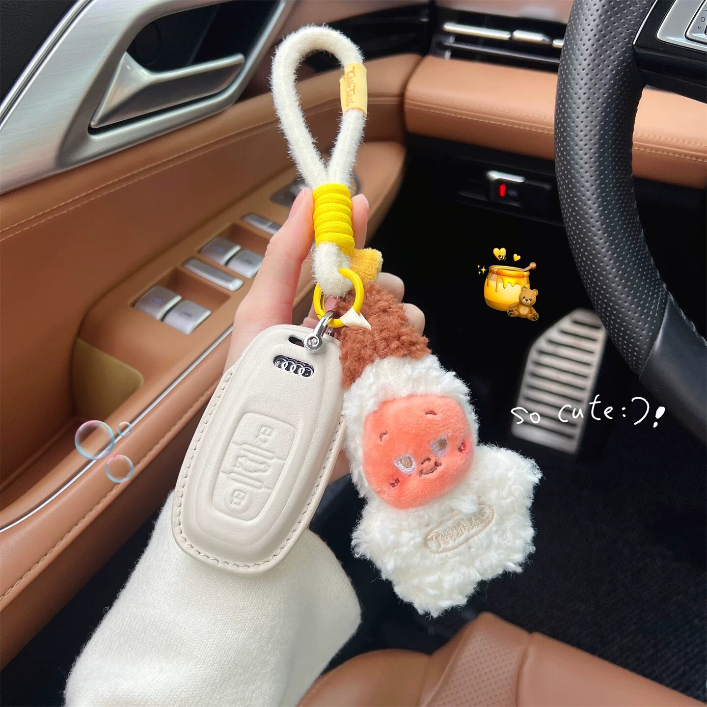Чехол для ключа Audi в цвете молочный белый с узором сладкая сливка для моделей A3L A6L A7L A4L Q5L Q3 Q7 Q2 A5L