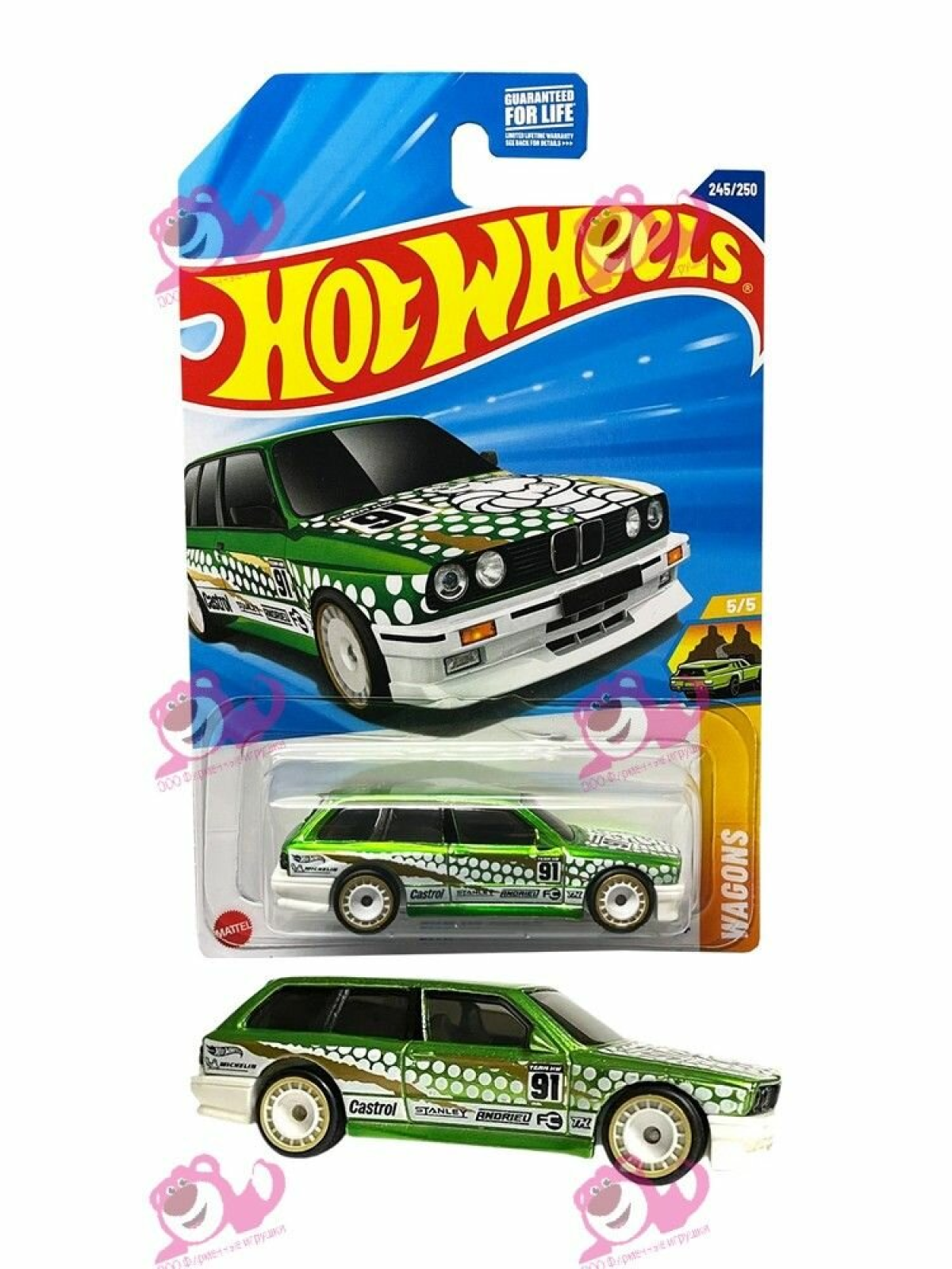 Модель BMW M3 Wagon 1:64 из металла, редкая ливрея с горошком и номером 91, для коллекции