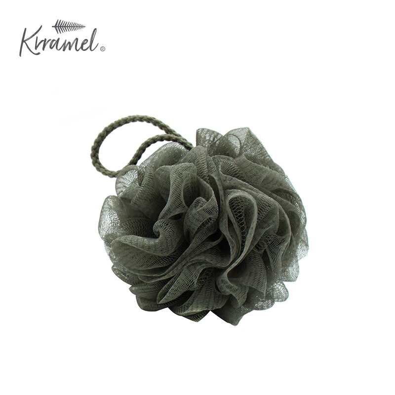 KRRAMEL Мужской мягкий пенный душ-шарик - оливковый зеленый (долговечная пена, бережное очищение)