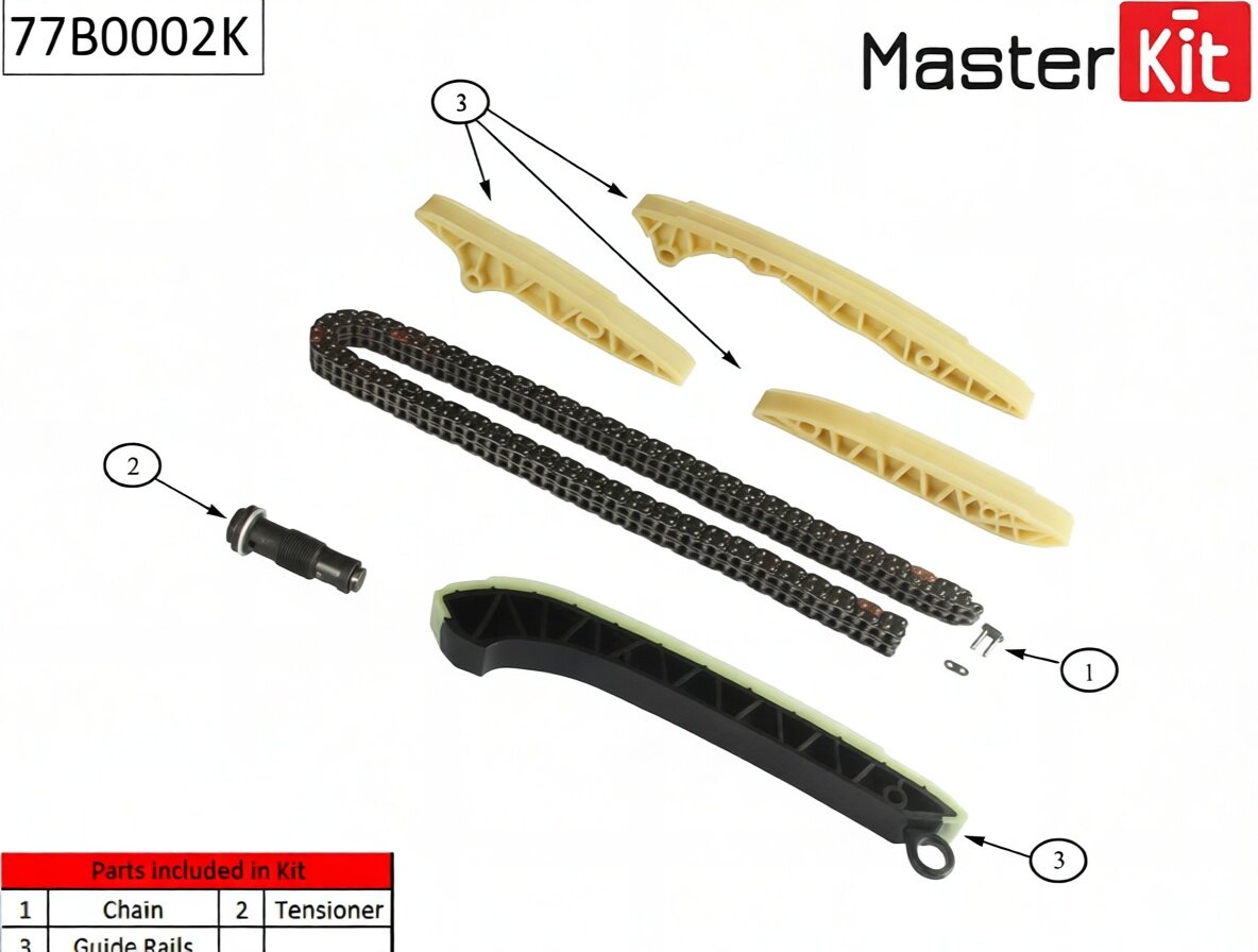 Комплект цепи ГРМ MB W211/221/164 OM272/273 06- без звездочек 77B0002K MasterKit арт. 77B0002K