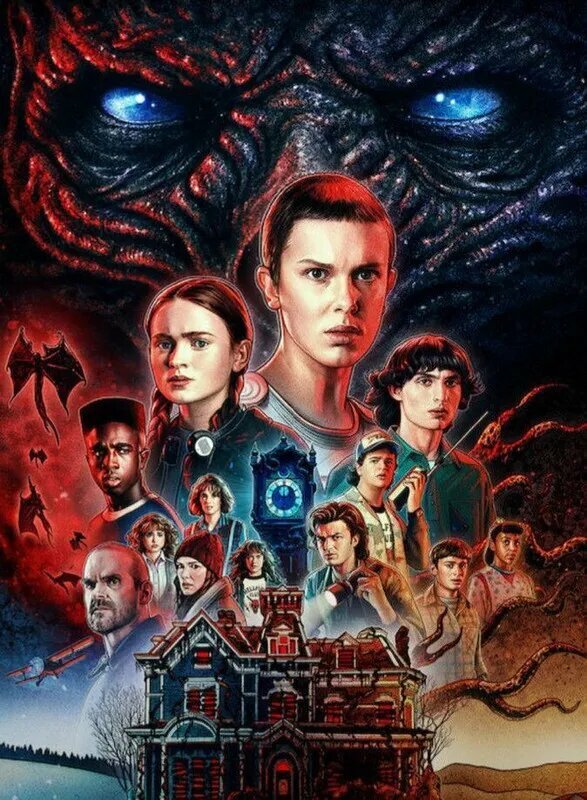 Деревянные пазлы 1000 элементов, подарочная упаковка,50x75cm, Stranger Things, странные вещи, подарочный набор для взрослых, продвинутый уровень сборки 5-10.