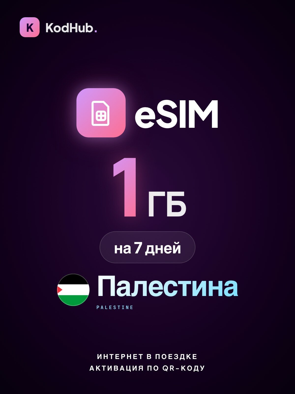 Туристическая eSIM Палестина 1 ГБ на 7 дней | интернет в поездке, связь за границей | QR-код активации