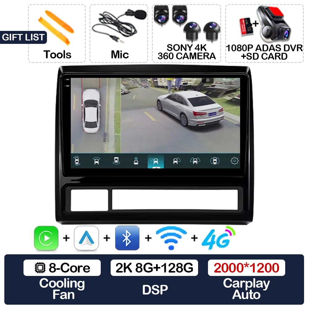 Автомагнитола Android 16 для Toyota Tacoma 2 N200 Hilux 2005-2015, мультимедийный видеоплеер, Carplay, Auto, AI Voice, GPS NAVI, 4G