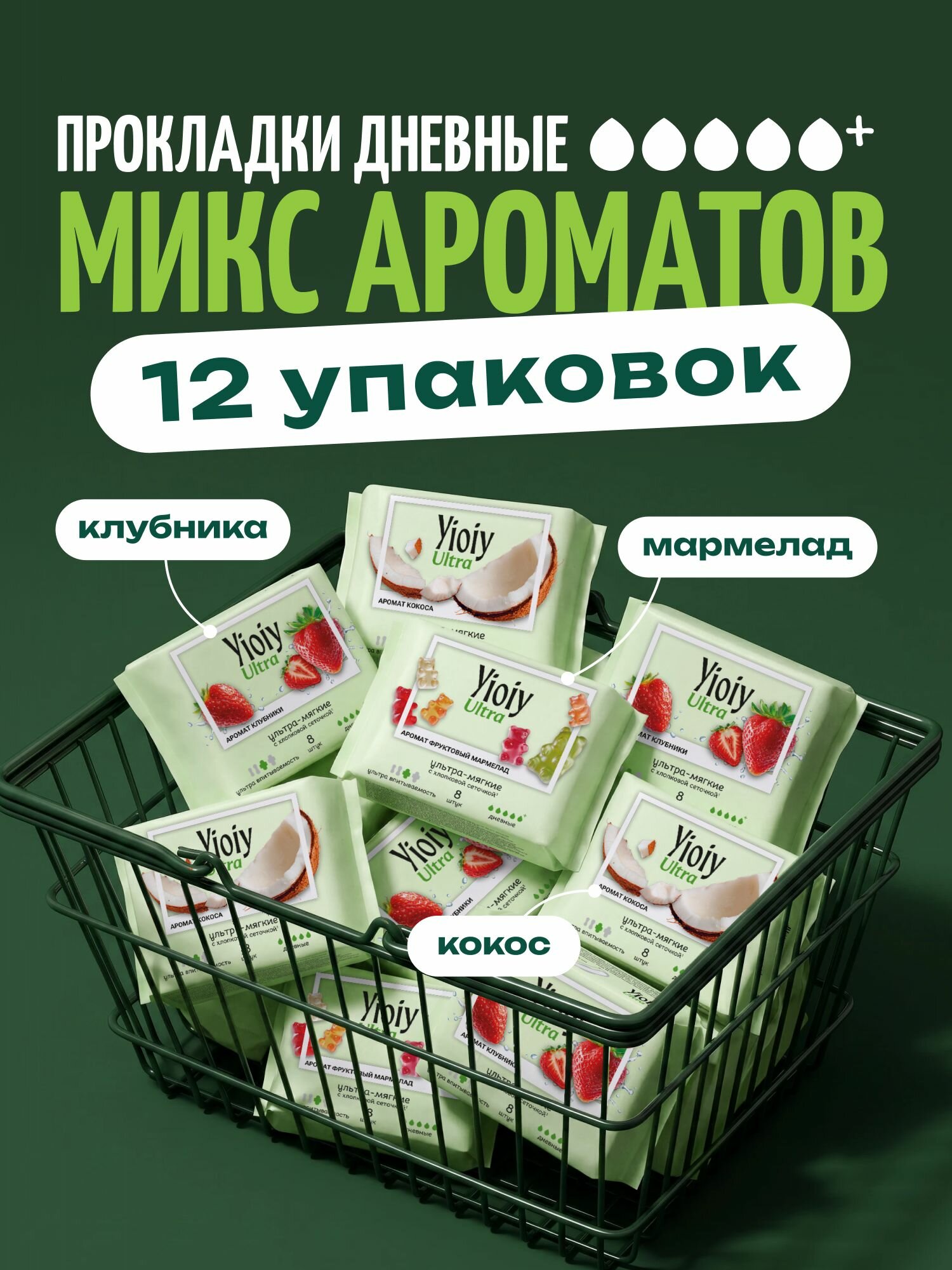 Прокладки женские дневные арома микс YIOIY Ultra 96 штук