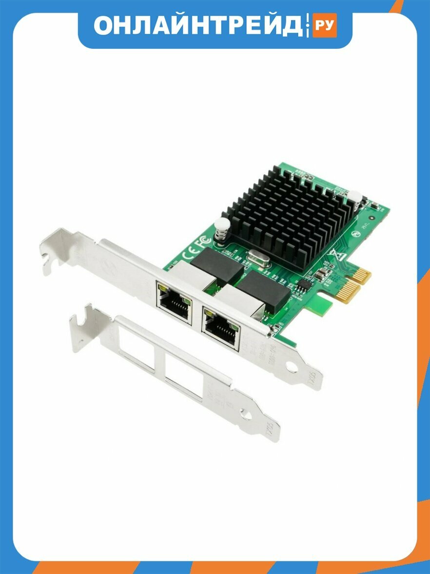 Сетевая карта Orient PCI-Ex1 v1.0a 2xRJ45 Gigabit Ethernet, Intel 82571GB chipset, 1 XWT-INT82L2PE,