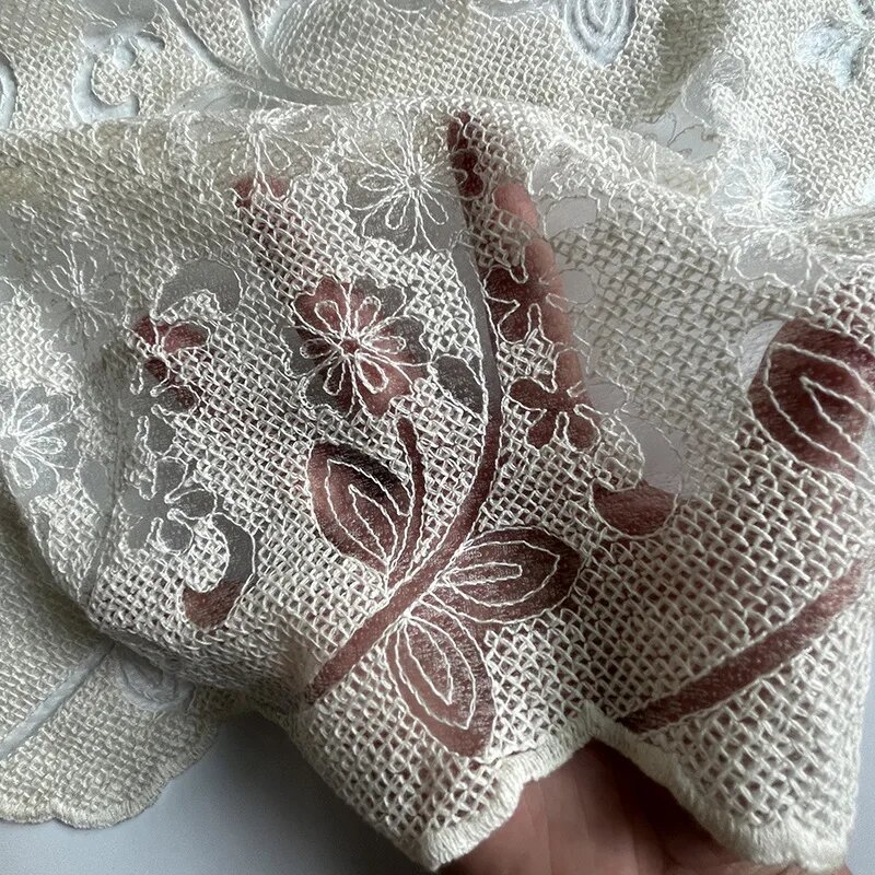 Кружевная сетка с цветочной вышивкой, хлопок, 130 см