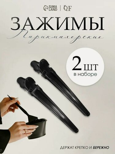 Изображение товара Зажимы для волос, набор - 2 шт, 10(±1) см, чёрные
