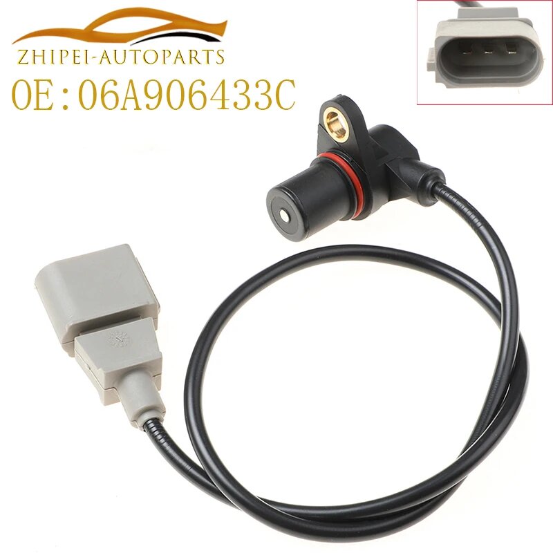 Датчик положения коленчатого вала 06A906433C для автомобилей VW Beetle, Jetta, Golf 2.0, Passat (аналоги: 0261210148, 06A906433A, 06A906433E, 06A906433F)