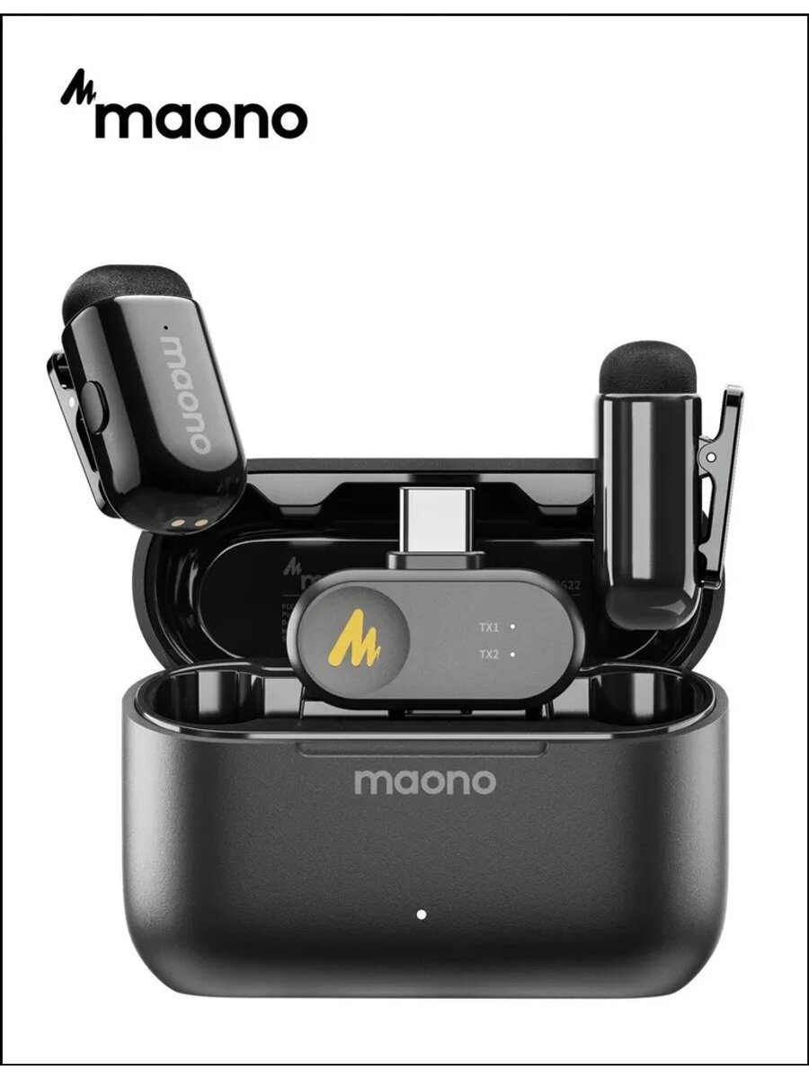 Микрофон петличный WAVE T1 mini Type-C, черный матовый, черный