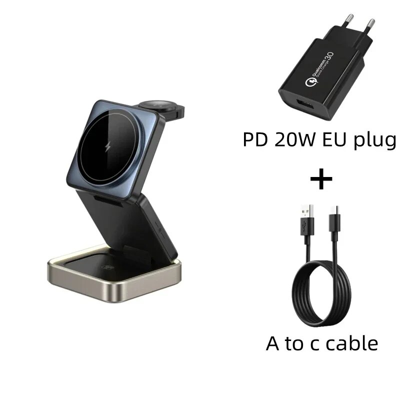 Беспроводная зарядная станция 3-в-1 W90 с EU plug