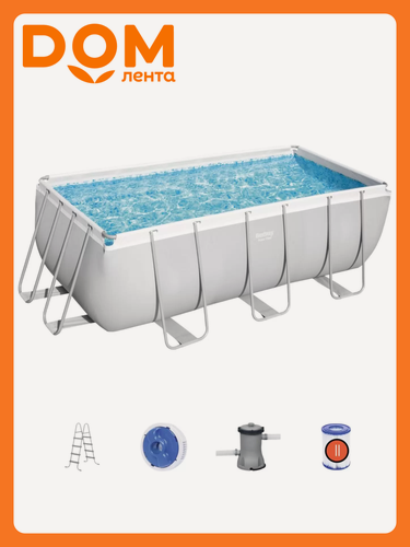 Изображение товара Бассейн каркасный прямоугольный Bestway Power Steel, 412х201х122 см, серый