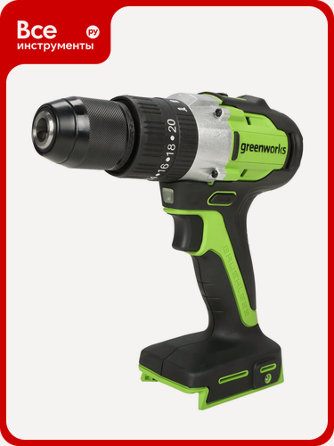Изображение товара Ударная аккумуляторная дрель-шуруповерт Greenworks GD24DD60 3704107