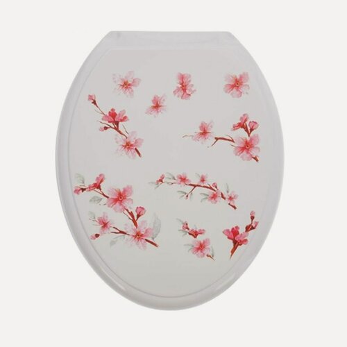 Изображение товара Сиденье для унитаза Росспласт Сакура РП-813, пластиковое, белое, твердое, аксессуар для ванной комнаты, производство Россия