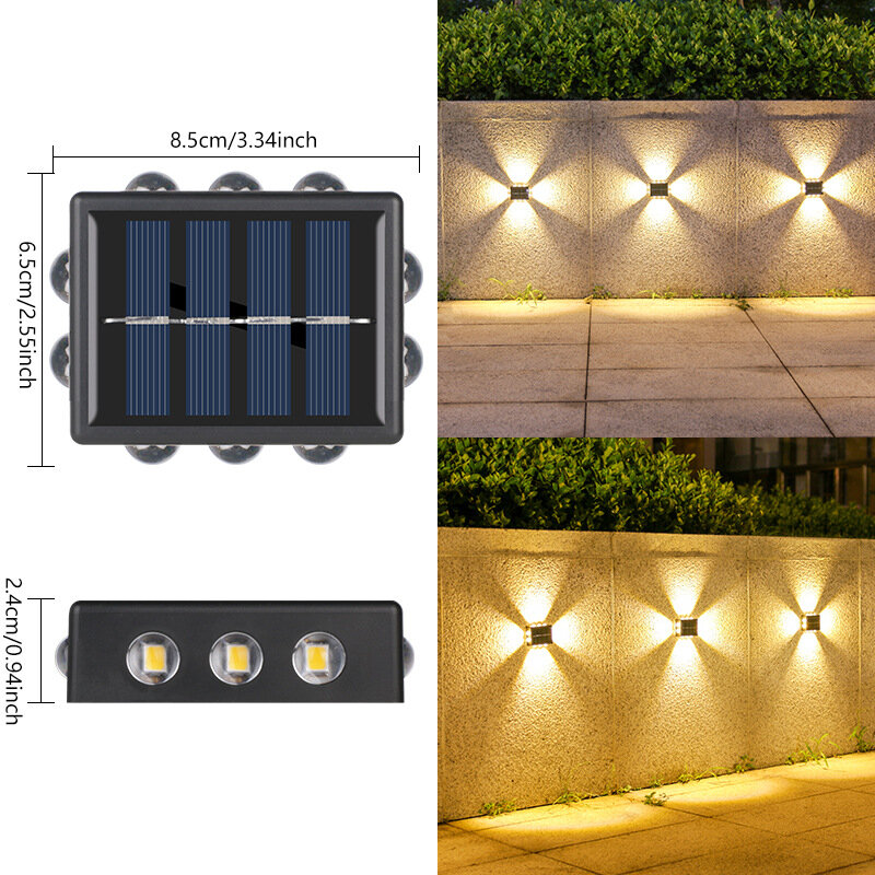 10LED Наружный Настенный Светильник с Выпуклым Зеркалом, Теплый Свет для Входа в Сад и Декора