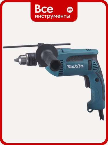 Изображение товара Ударная дрель Makita HP1640K с реверсивным ходом, функцией удара и ключевым патроном для профессионального использования