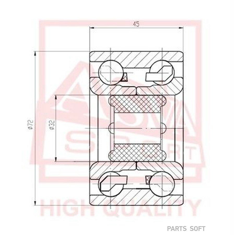 ASVA DAC32720045 Подшипник Ступичный Универсальный 32Х72Х45