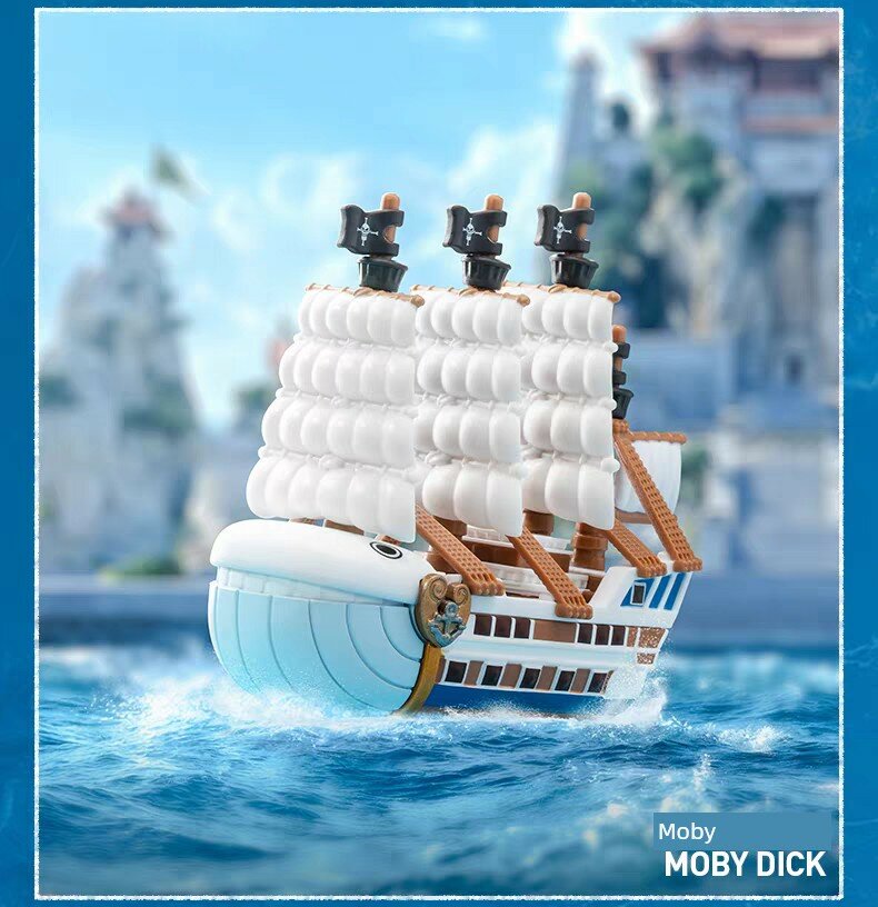 POP MART One Piece Great Voyage Series Фигурка корабля Моби Дик из разобранной коробки