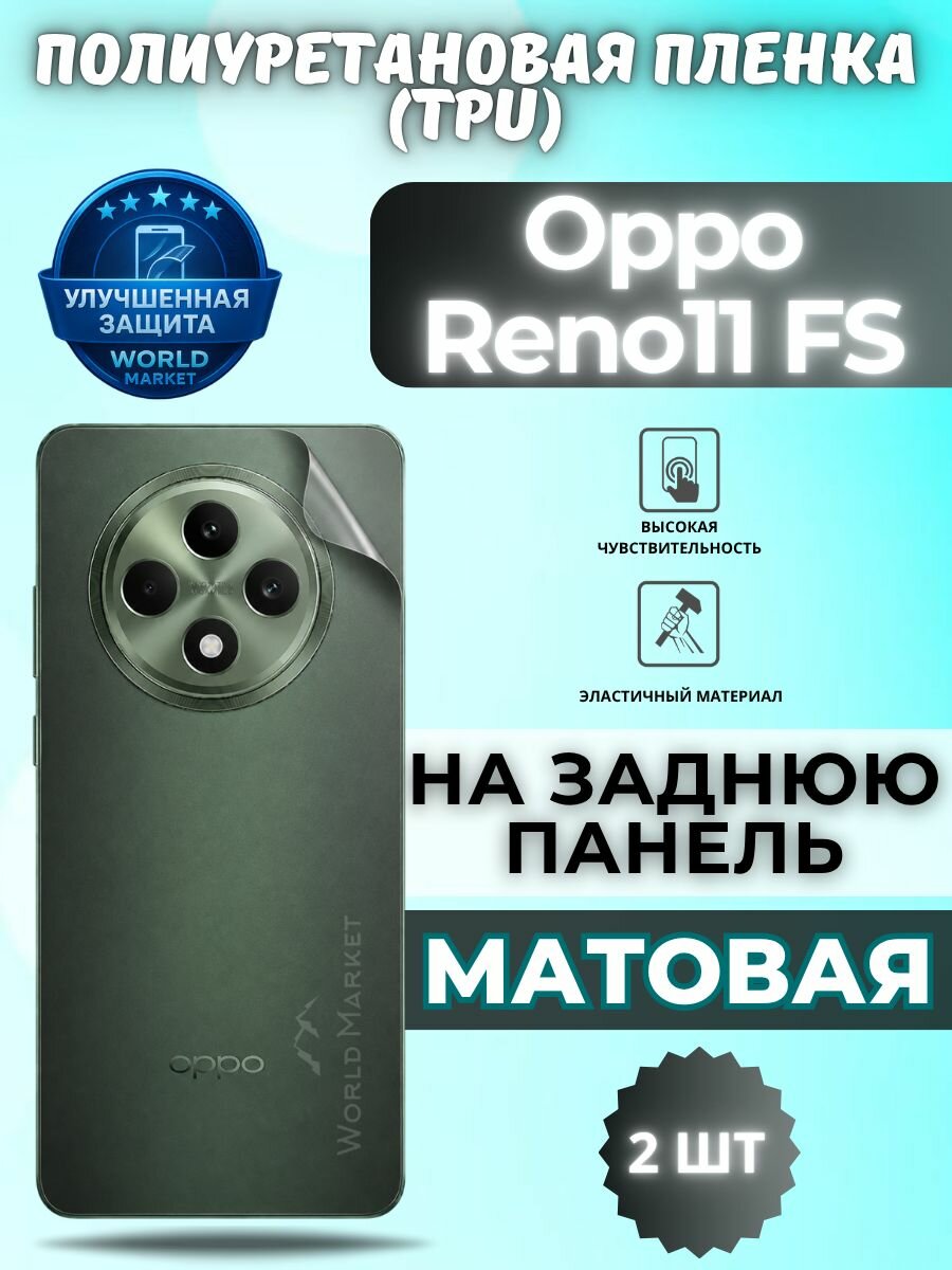 Комплект 2шт. Гидрогелевая полиуретановая пленка для Oppo Reno11 FS / матовая на заднюю панель / защита с эффектом восстановления на Оппо Рено 11 ФС