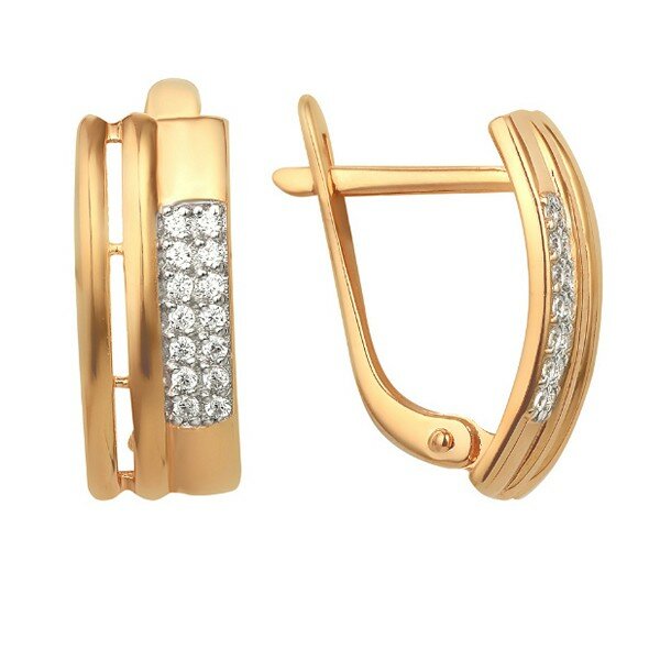 Серьги JEWELIN, красное золото, 585 проба, фианит