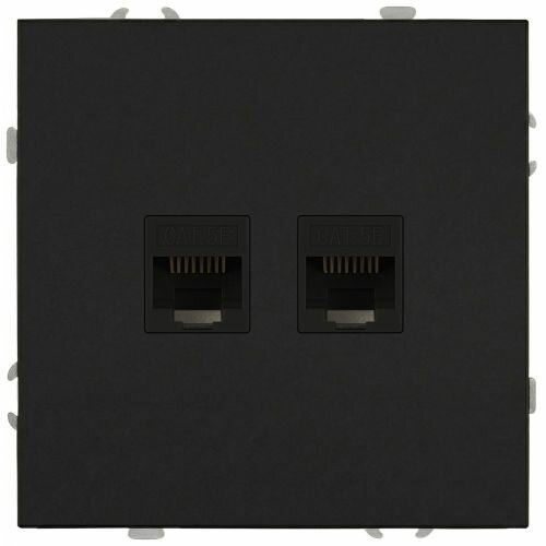 Розетка информационная 2-м СП Galaxy RJ45 16А IP20 250В антрацит Эра Б0070764