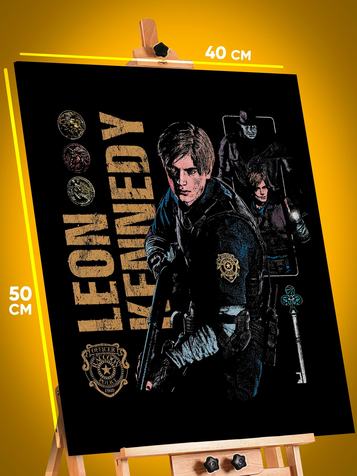Картина на стену Resident Evil Игра Леон Кеннеди 40x50