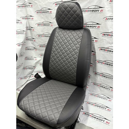 фото Комплект чехлов лайт для chevrolet cruze sd/hb/wag c 09-15г. экокожа, ромб, черный + серый. автокомфорт 01