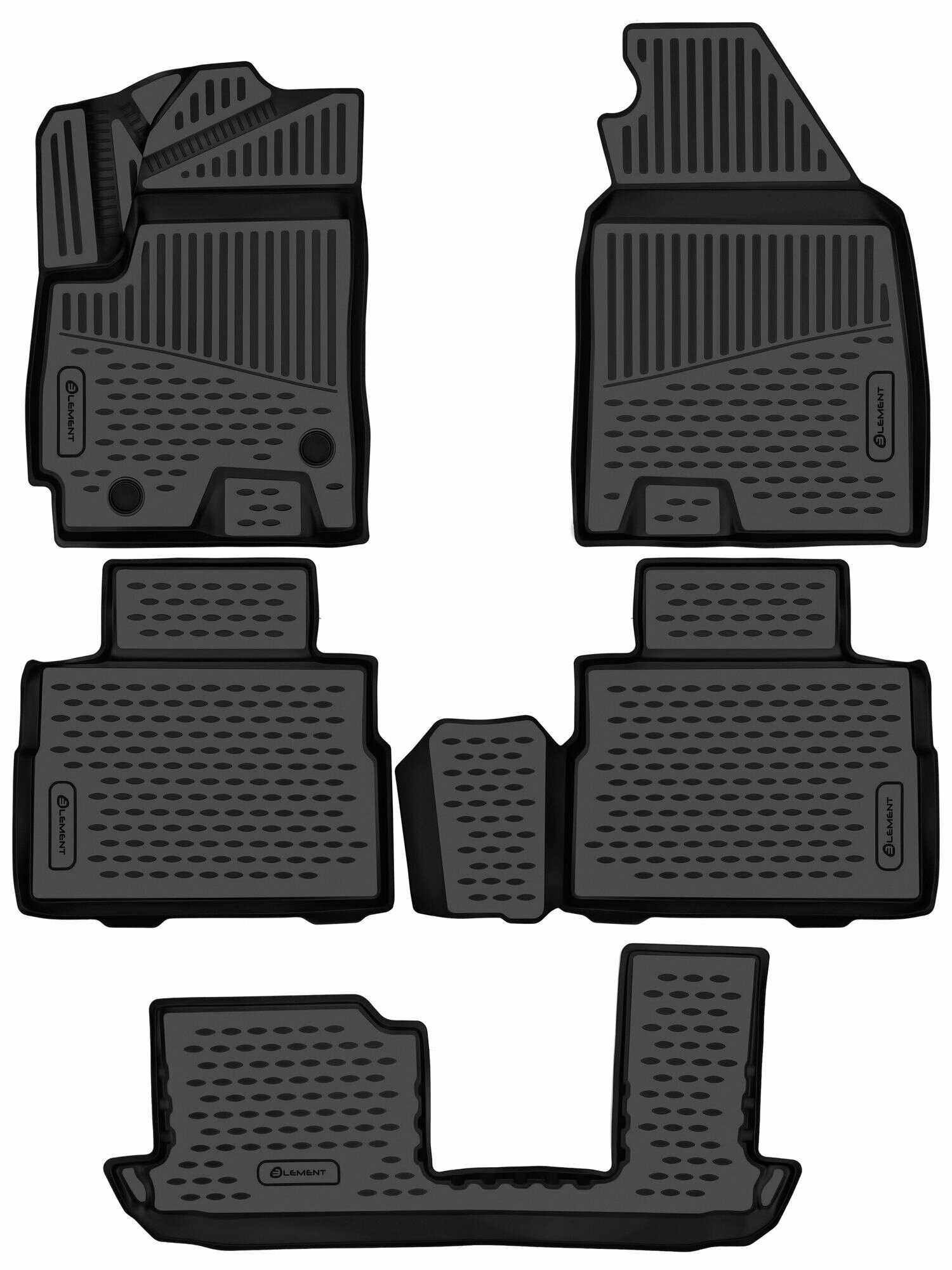 Коврики 3D в салон Soueast S07, кросс, 5 шт (7 мест) (полиуретан) 4WD / Соуист С07