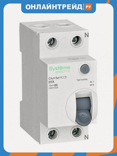 Изображение товара Устройство защитного отключения (УЗО) Systeme Electric (schneider Electric) 2п 25А 10мА тип A City9 Set, 230В, C9R70225